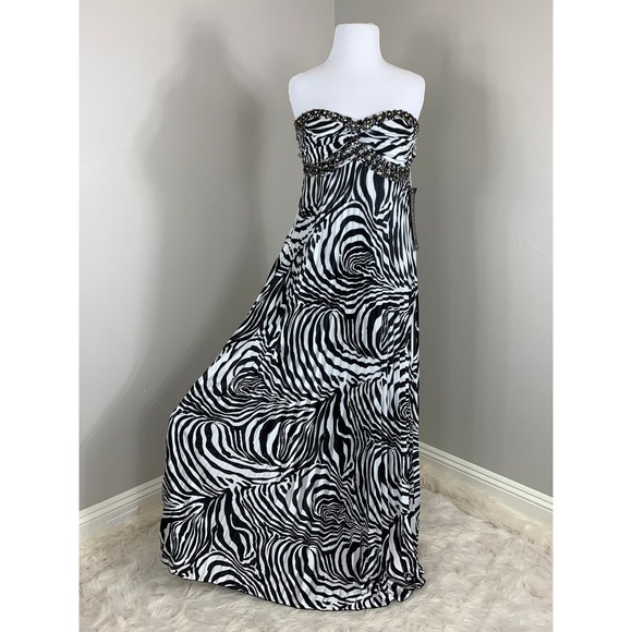 NWT Zebra Maxi Pleated Dress Wedding Guest Prom Spring Summer Special Occasion - Picture 13 of 14